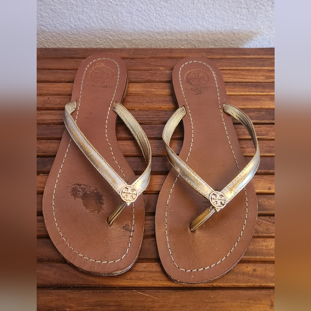 Tory Burch Women's Gold Flip Flops